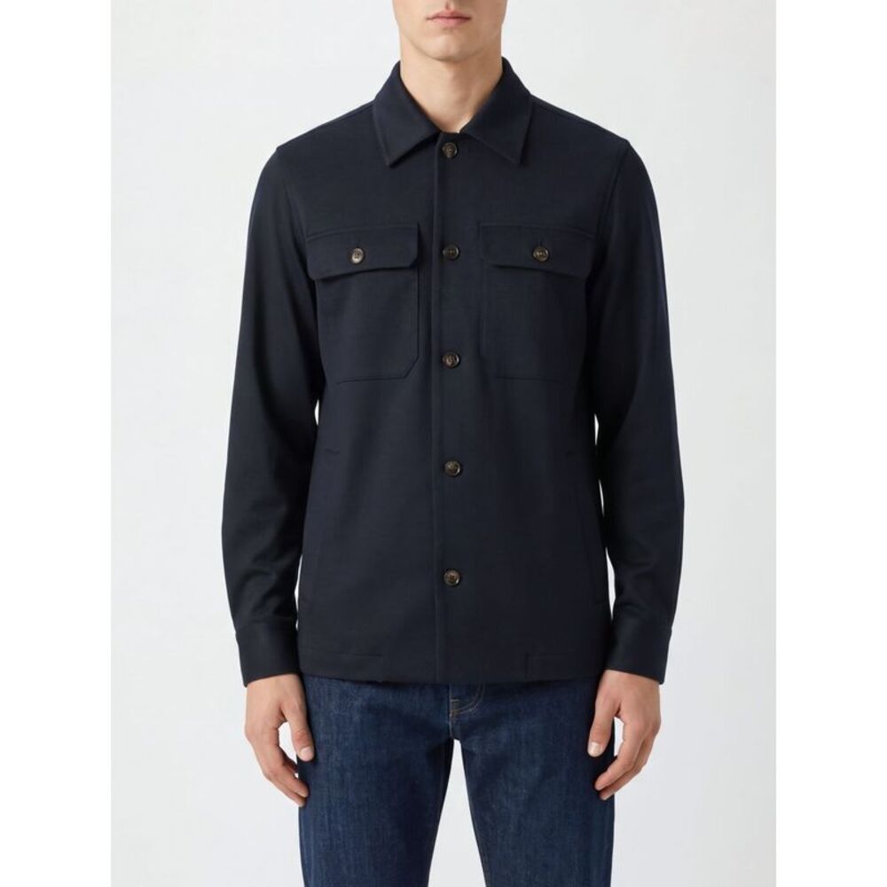 Eleventy Men Wool-Blend Shirt Jacket Eleventy With Patch Pockets
